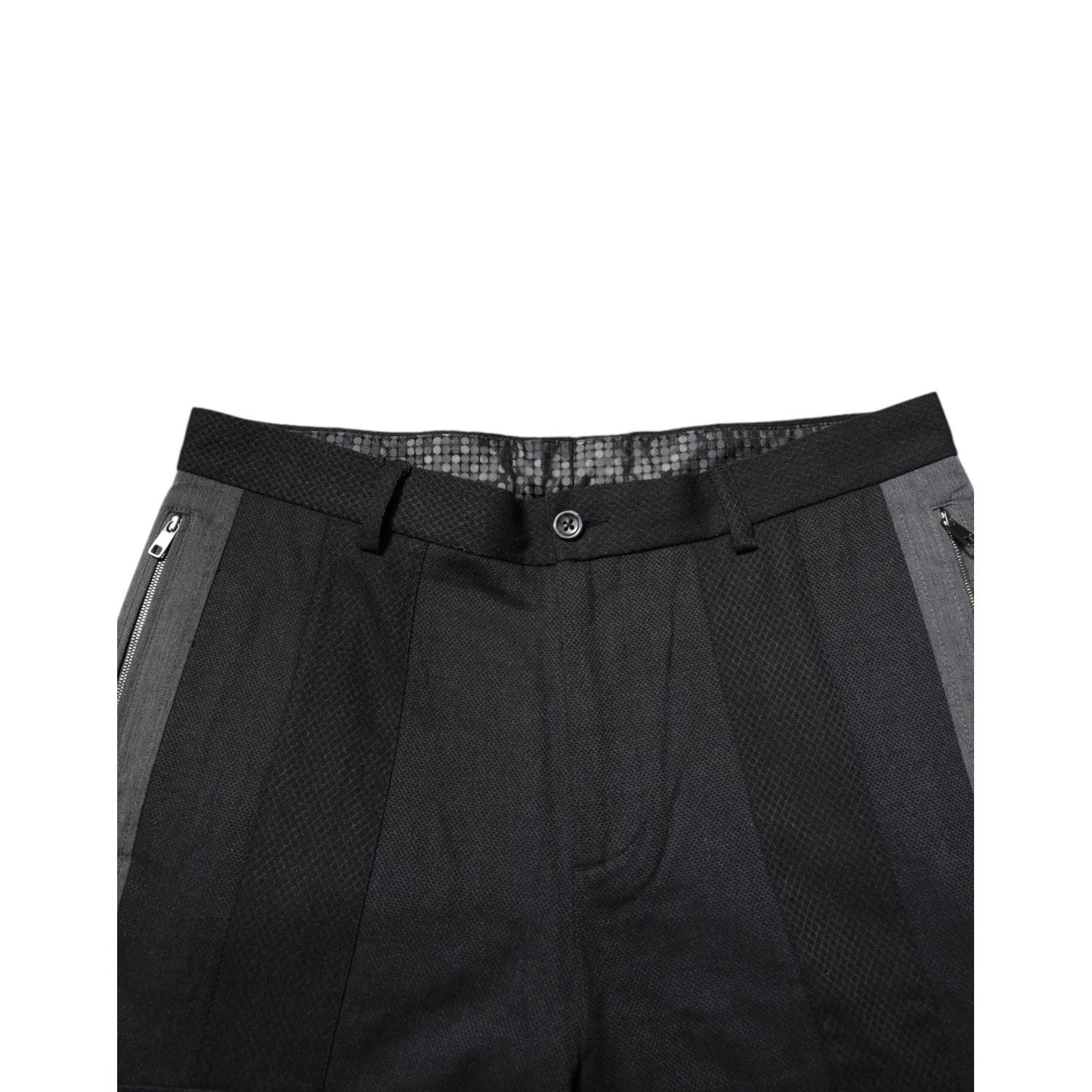 Dolce & Gabbana Black Gray Cotton Dress Formal Trouser Pants