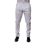 Dolce & Gabbana White Cotton Dress Slim Formal Trouser Pants PAN76643-58