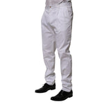 Dolce & Gabbana White Cotton Dress Slim Formal Trouser Pants PAN76643-58