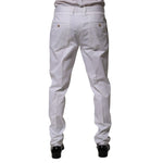 Dolce & Gabbana White Cotton Dress Slim Formal Trouser Pants PAN76643-58