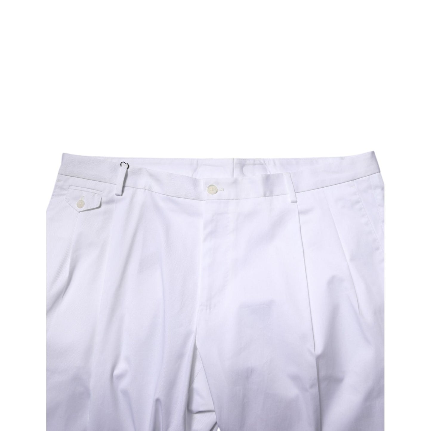 Dolce & Gabbana White Cotton Dress Slim Formal Trouser Pants PAN76643-58