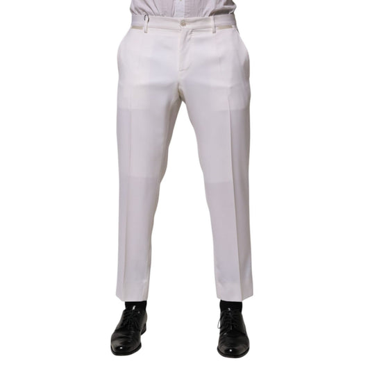 Dolce & Gabbana White Polyester Tapered Formal Trouser Pants PAN76645-50