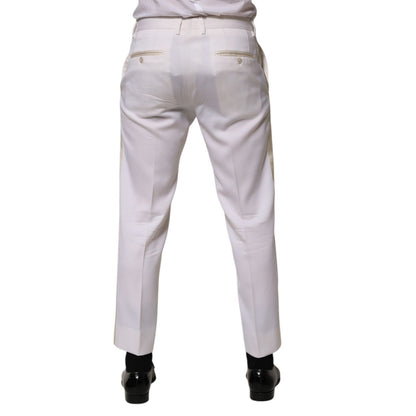 Dolce & Gabbana White Polyester Tapered Formal Trouser Pants