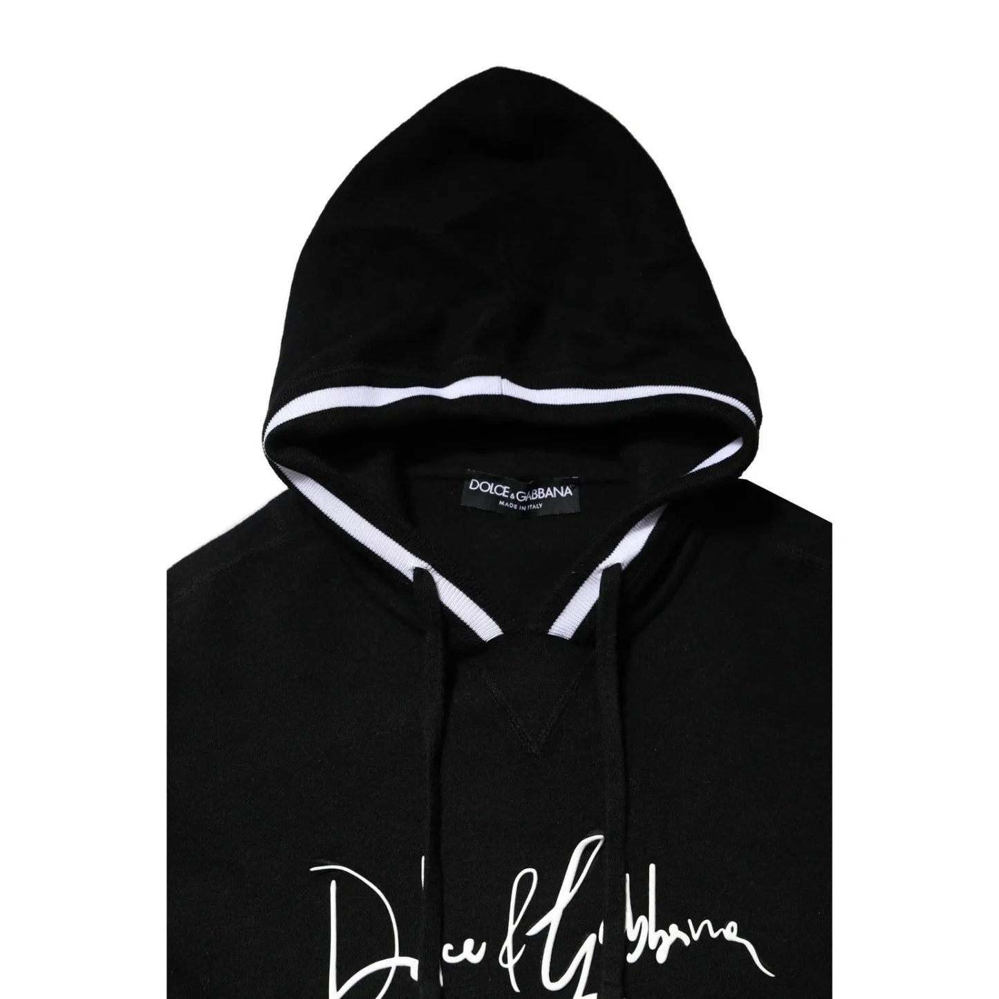 Dolce & Gabbana Black Hooded Logo Print Sweatshirt Sweater