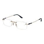 BMW Gold Men Glasses Frame in Titanium, Rimless Rectangle Style, Demo Lenses, 56-15-145 Size with 145mm Temples, Includes Branded Case.