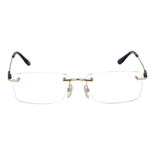 BMW Gold Men Glasses Frame in rimless rectangle style with titanium material and demo lenses.