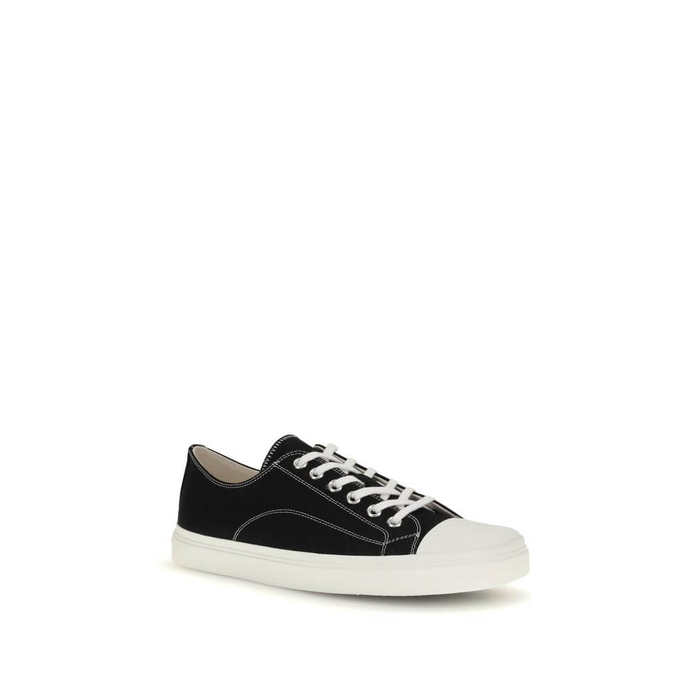 Moschino Black Cotton Low Top Sneakers with lace-up closure, round toe, and logo on heel, made in Spain, AW25 collection.