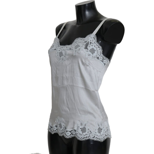 Dolce & Gabbana Silk Stretch Floral Lace Chemise Dress Dolce & Gabbana Dark Gray