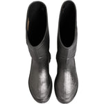 Dolce & Gabbana Black Argento Pull On Rain Boots Shoes LA12770-41