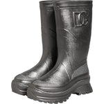 Dolce & Gabbana Black Argento Pull On Rain Boots Shoes LA12770-41