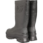 Dolce & Gabbana Black Argento Pull On Rain Boots Shoes LA12770-41