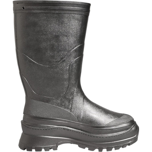 Dolce & Gabbana Black Argento Pull On Rain Boots Shoes LA12770-41