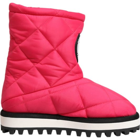 Dolce & Gabbana Pink White Viscose Padded Mid Calf Boots Shoes LA12811 -37