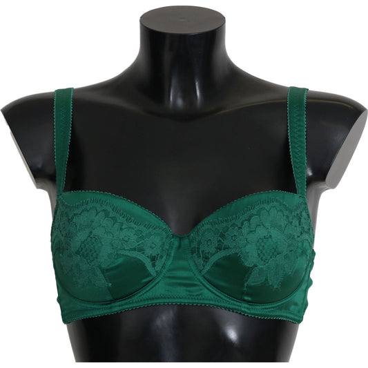 Dolce & Gabbana Enchanting Green Floral Lace Silk Bra Dolce & Gabbana Dark Slate Gray