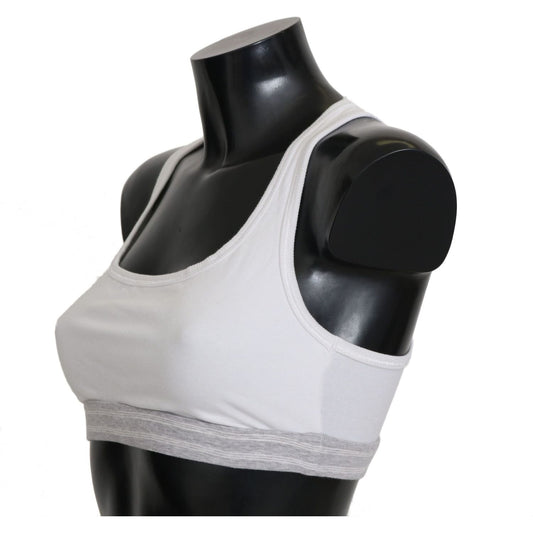 Dolce & Gabbana Elegant White Stretch Sport Bra Dolce & Gabbana Light Gray