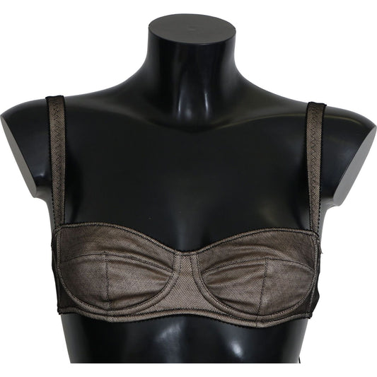 Dolce & Gabbana Elegant Brown Stretch Bra Womens Underwear Dolce & Gabbana Black