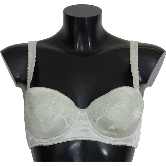 Dolce & Gabbana Elegant Floral Lace Silk Bra Dolce & Gabbana Dark Slate Gray
