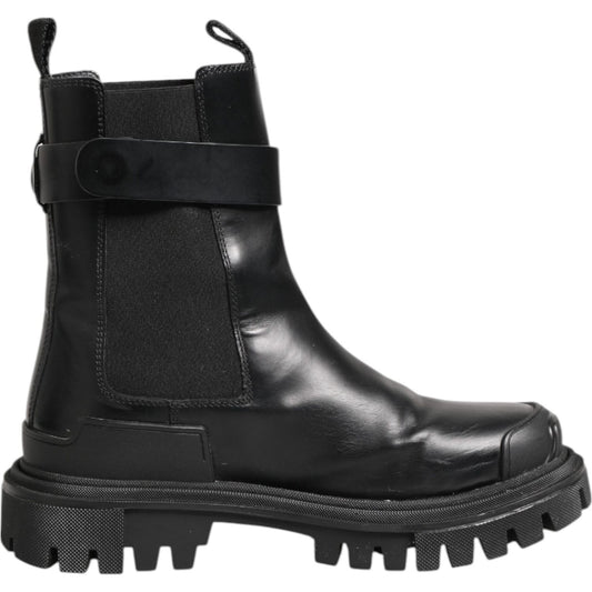 Dolce & Gabbana Black Gold DG Logo Trekking Calf Boots Shoes LA12867-37