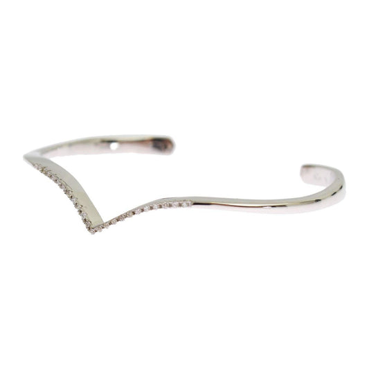 Nialaya Elegant Silver Bangle Cuff with Clear CZ Accents Bracelet Nialaya Light Gray
