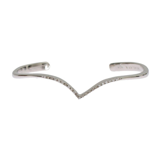 Nialaya Elegant Silver Bangle Cuff with Clear CZ Accents Bracelet Nialaya Dark Gray