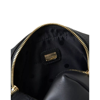 Dolce & Gabbana Black Calfskin Leather Double Waist Belt Fanny Pack Bag