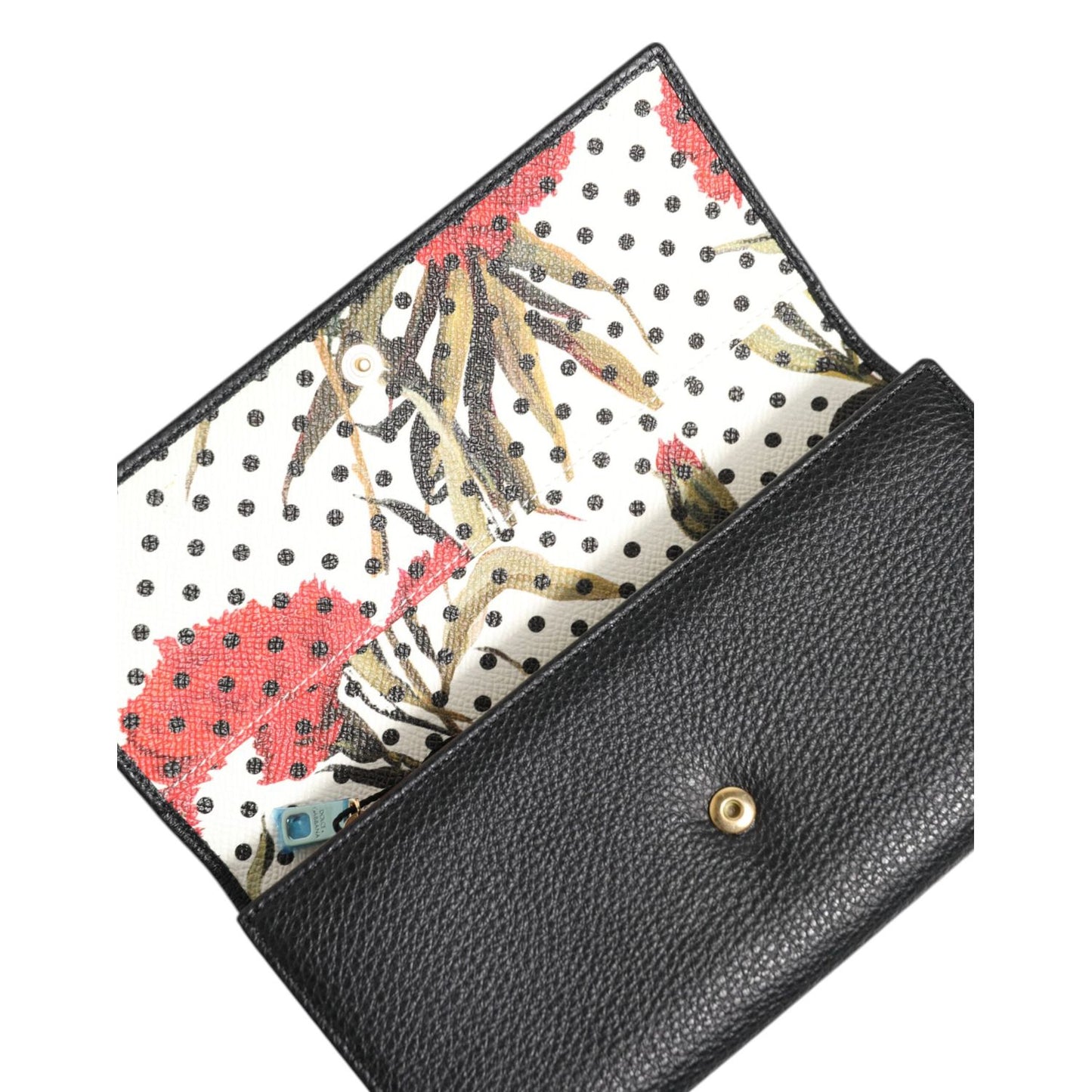 Dolce & Gabbana Black Leather Logo Plaque Card Holder Trifold Wallet