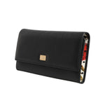 Dolce & Gabbana Black Leather Logo Plaque Trifold Card Holder Wallet