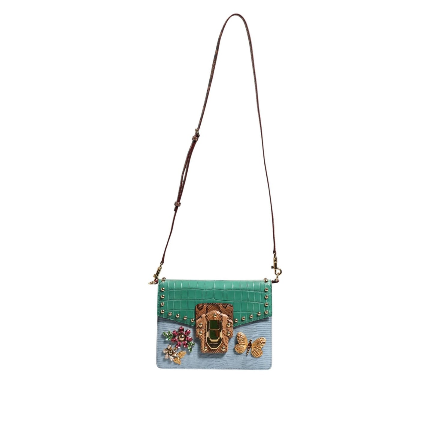 Dolce & Gabbana Blue Green LUCIA Embellished Crossbody Bag
