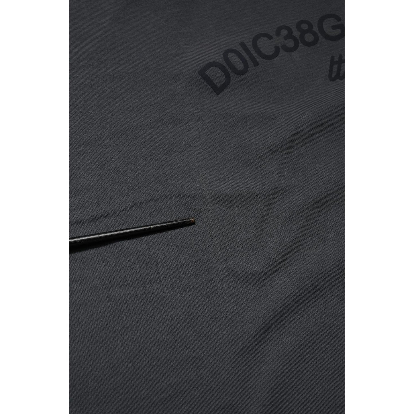 Dolce & Gabbana Gray Logo Graphic Cotton Crew Neck T-shirt
