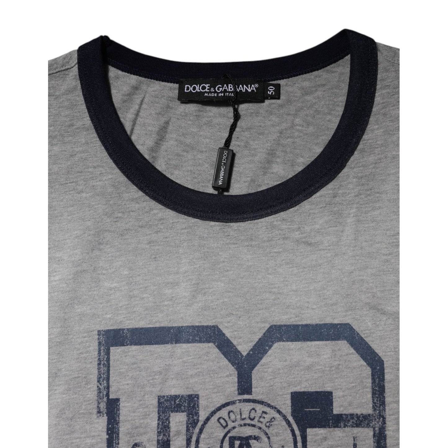 Dolce & Gabbana Gray DG Graphic Print Cotton Crewneck T-shirt