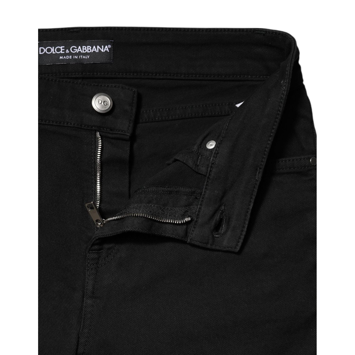 Dolce & Gabbana Black Cotton Skinny Mid Waist Denim Jeans