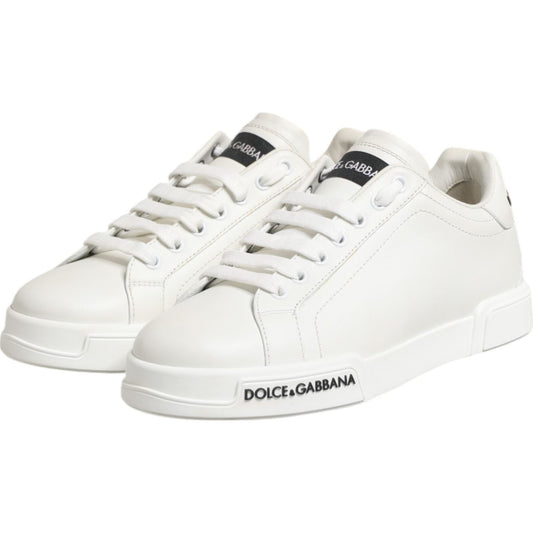 Dolce & Gabbana White Portofino Logo Low Top Sneakers Shoes MV7314-41