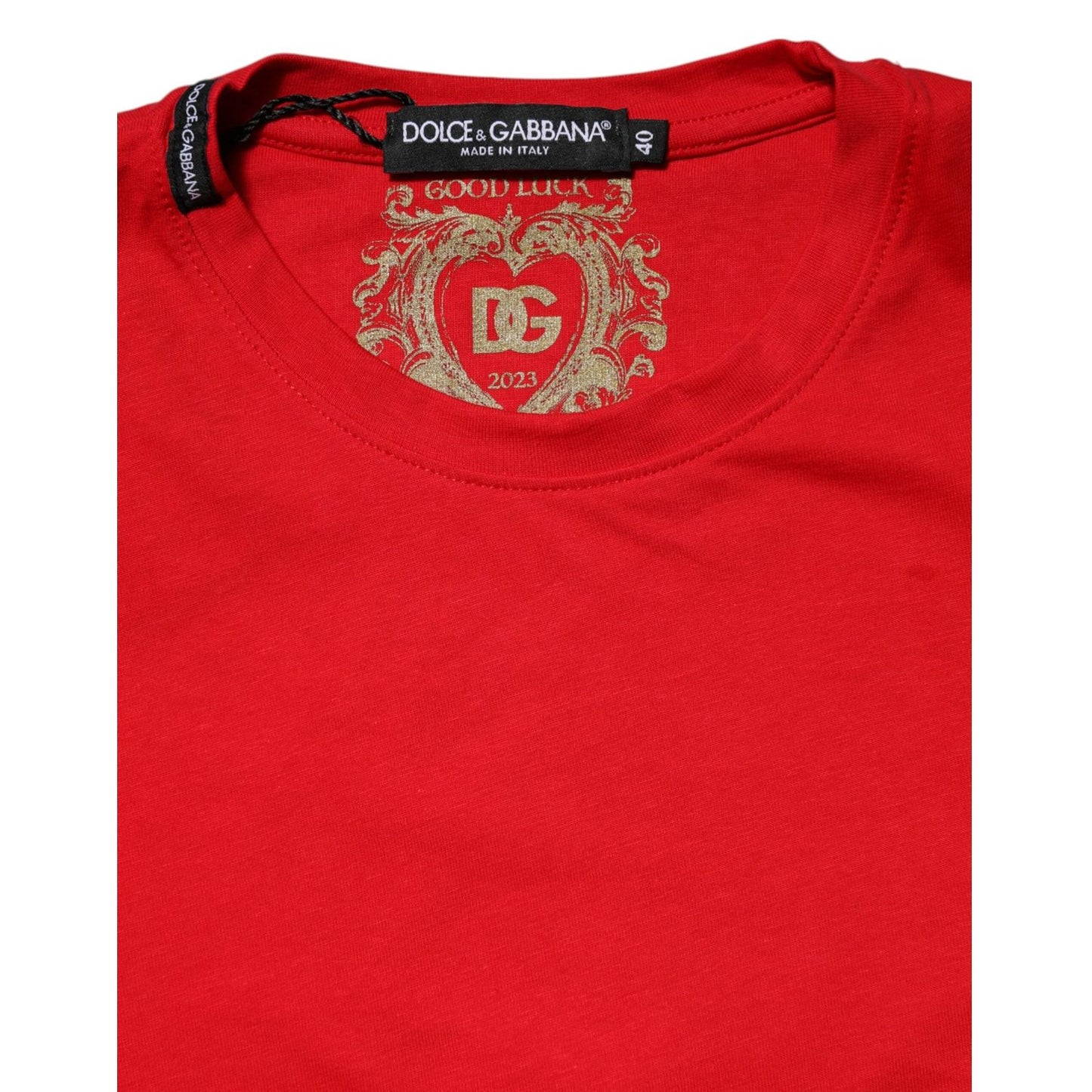 Dolce & Gabbana Red Plain Short Sleeve Crew Neck Top T-shirt TSH90719-44
