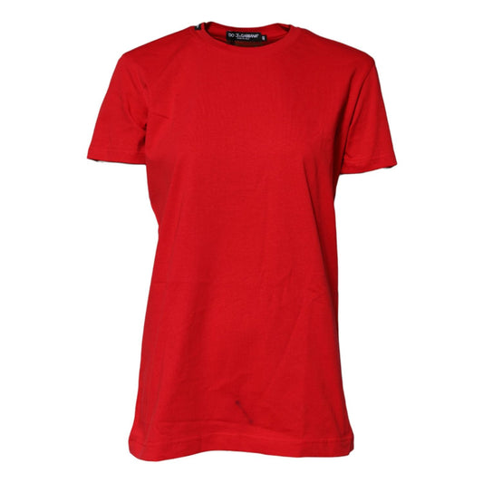 Dolce & Gabbana Red Cotton Short Sleeves Crew Neck Top T-shirt TSH90722-40