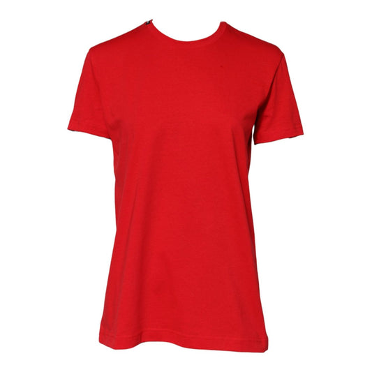 Dolce & Gabbana Red Cotton Short Sleeves Crew Neck Top T-shirt TSH90723-40