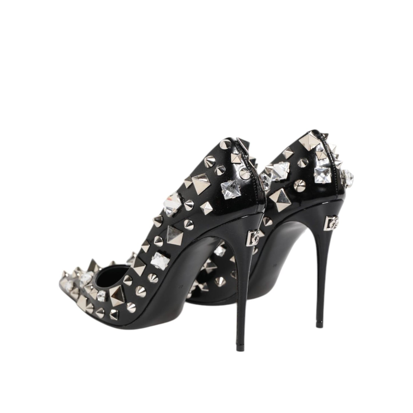 Dolce & Gabbana Black Crystals Studs Stiletto Pumps Shoes