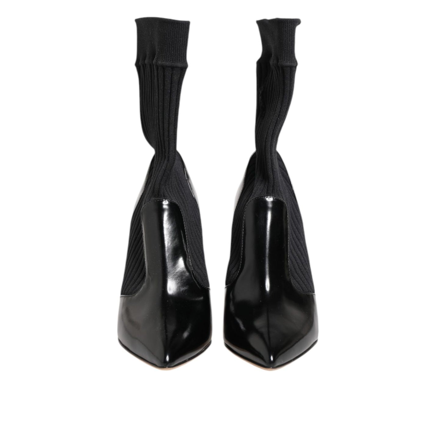 Dolce & Gabbana Black Stretch Stilettos Booties Socks Shoes