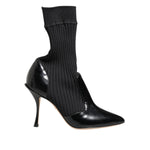 Dolce & Gabbana Black Stretch Stilettos Booties Socks Shoes