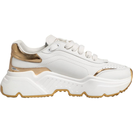 Dolce & Gabbana White Gold DAYMASTER Leather Sneakers Shoes LA12742-37.5