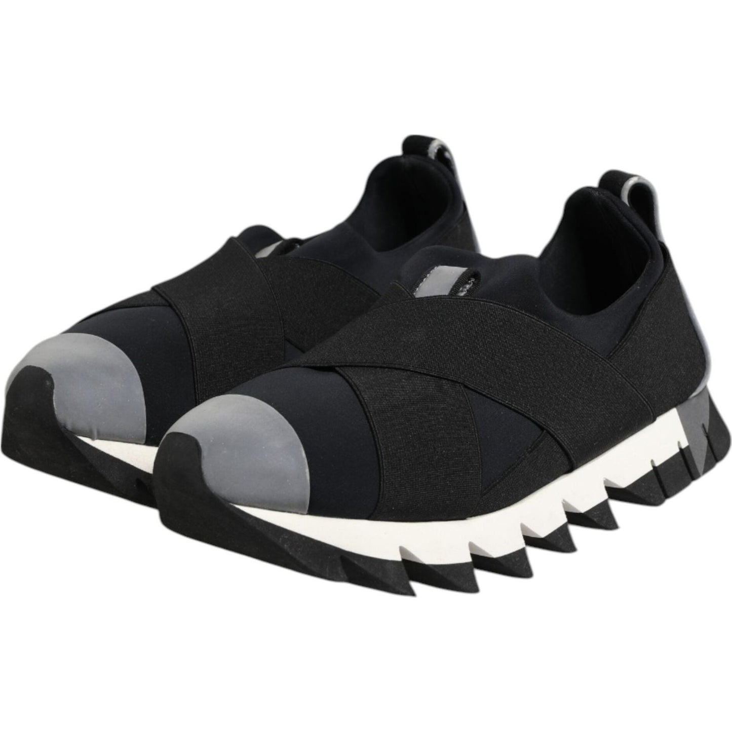 Dolce & Gabbana Black Neoprene Stretch Shark Sneakers Shoes