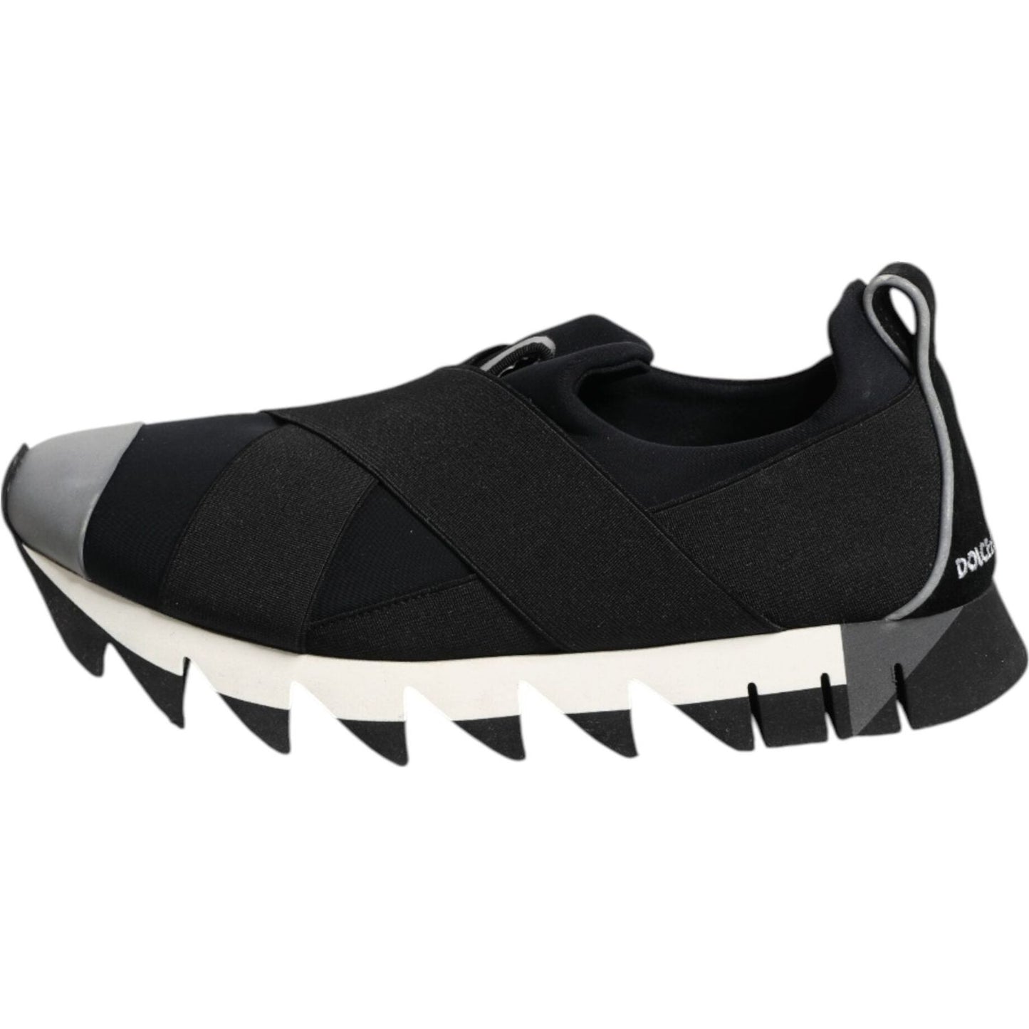 Dolce & Gabbana Black Neoprene Stretch Shark Sneakers Shoes