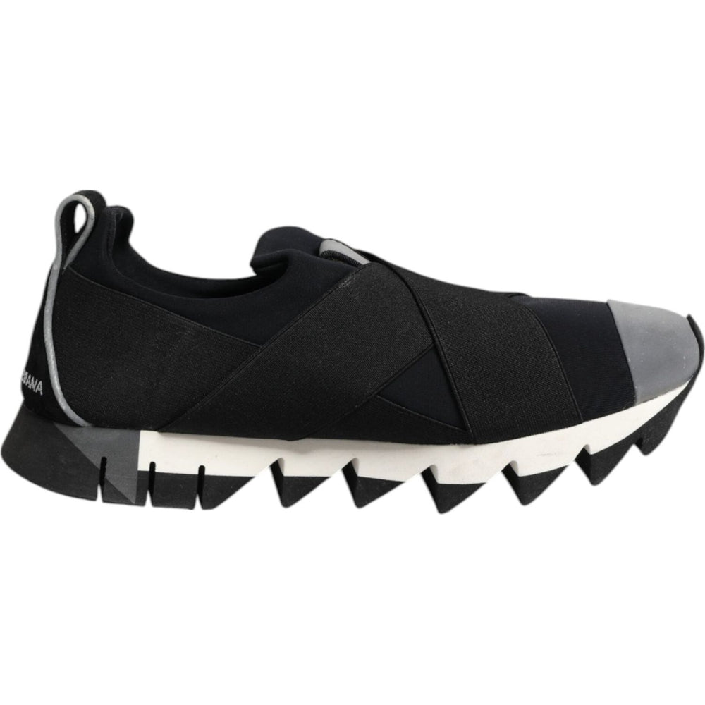Dolce & Gabbana Black Neoprene Stretch Shark Sneakers Shoes