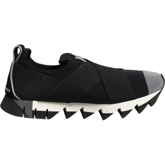 Dolce & Gabbana Black Neoprene Stretch Shark Sneakers Shoes