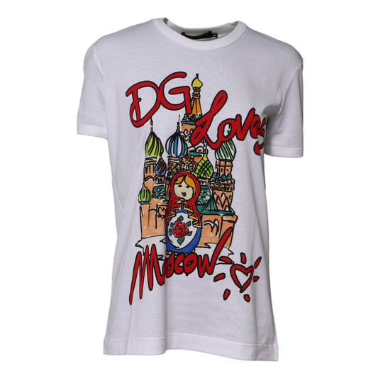 Dolce & Gabbana White DG Loves Moscow Cotton Crew Neck T-shirt TSH90698-42