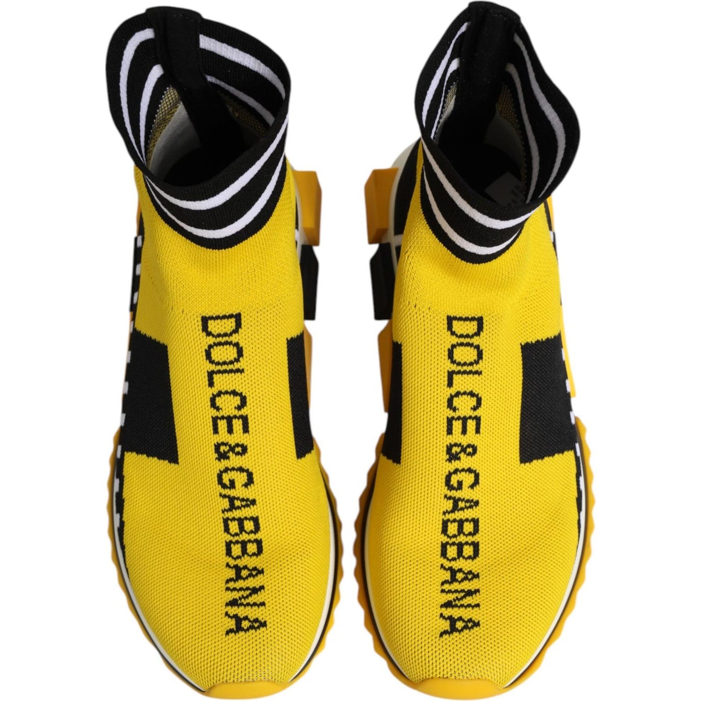 Dolce & Gabbana Yellow Black Sorrento Socks Sneakers Shoes
