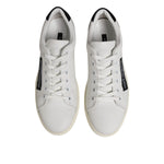 Dolce & Gabbana White Black Leather Low Top Sneakers Shoes