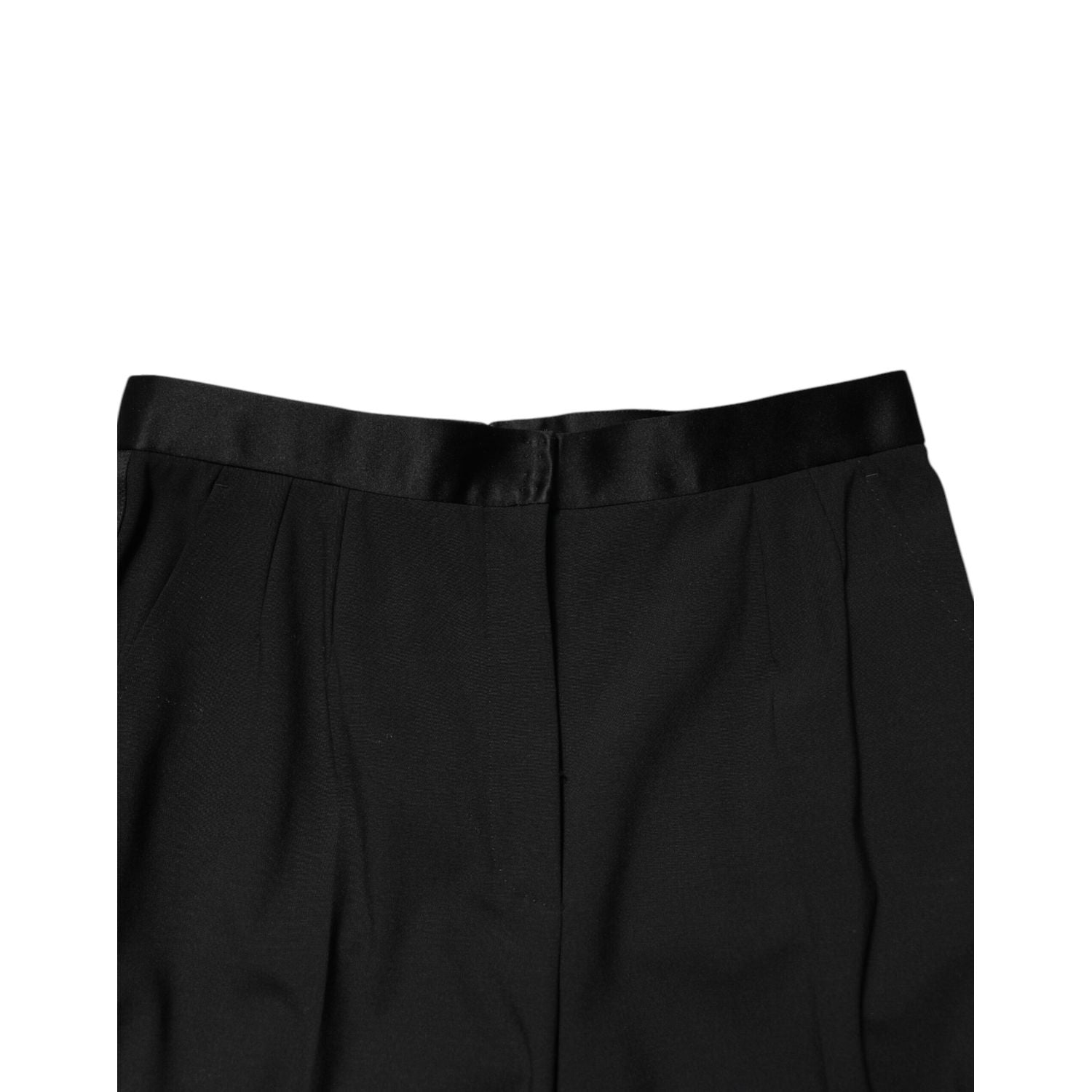 Dolce & Gabbana Black Wool HighWaist Tapered Trouser Pants