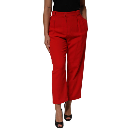 Dolce & Gabbana Red HighWaist Straight Women Trouser Pants PAN76688-48