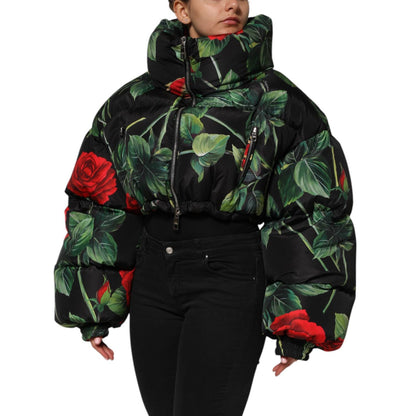 Dolce & Gabbana Multicolor Floral Puffer Coat Full Zip Jacket