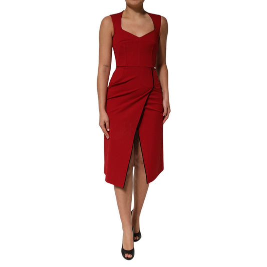 Dolce & Gabbana Red Viscose Stretch Slit Sheath Midi Dress DR81502-38